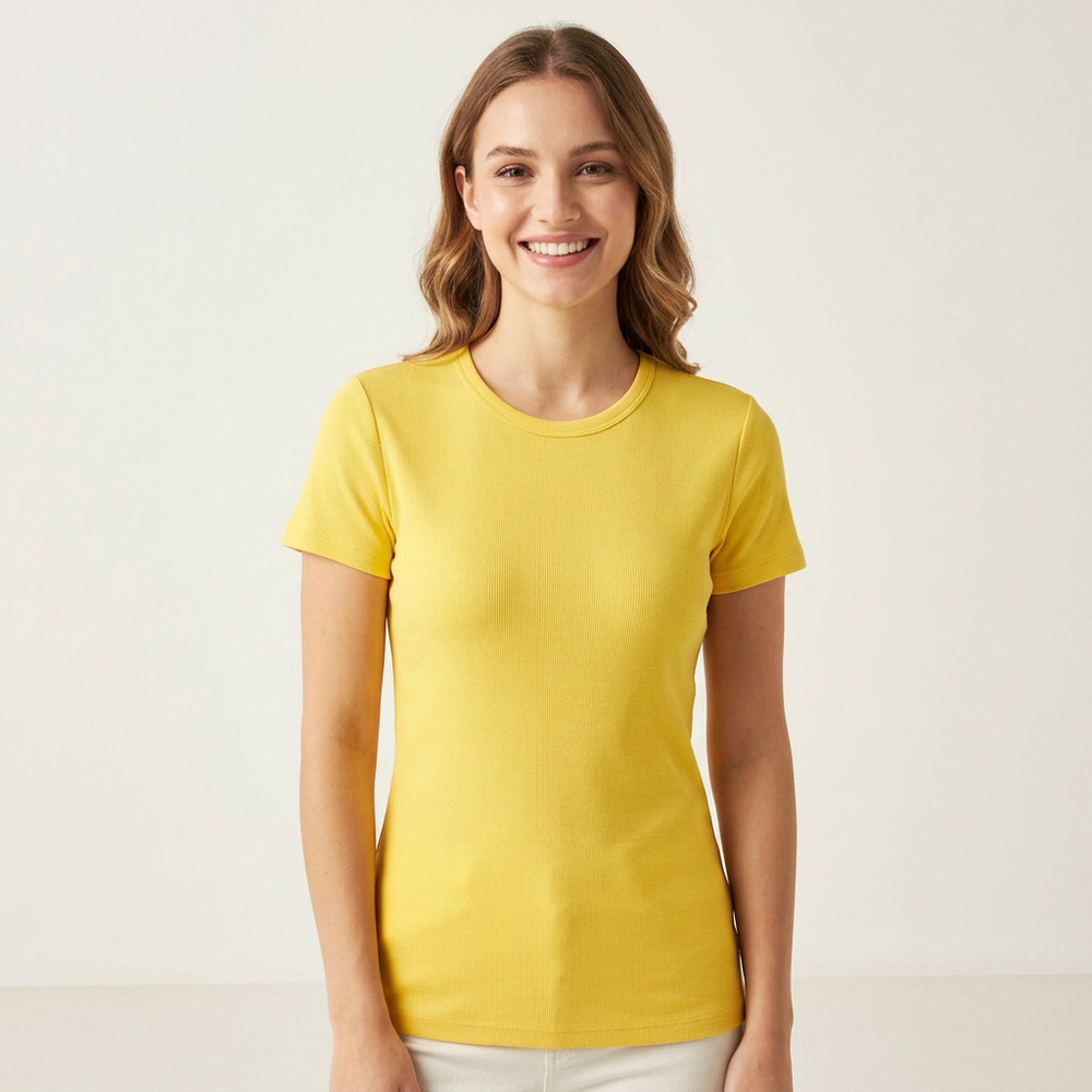 Merona Banana Yellow Crewneck Cotton Tee S